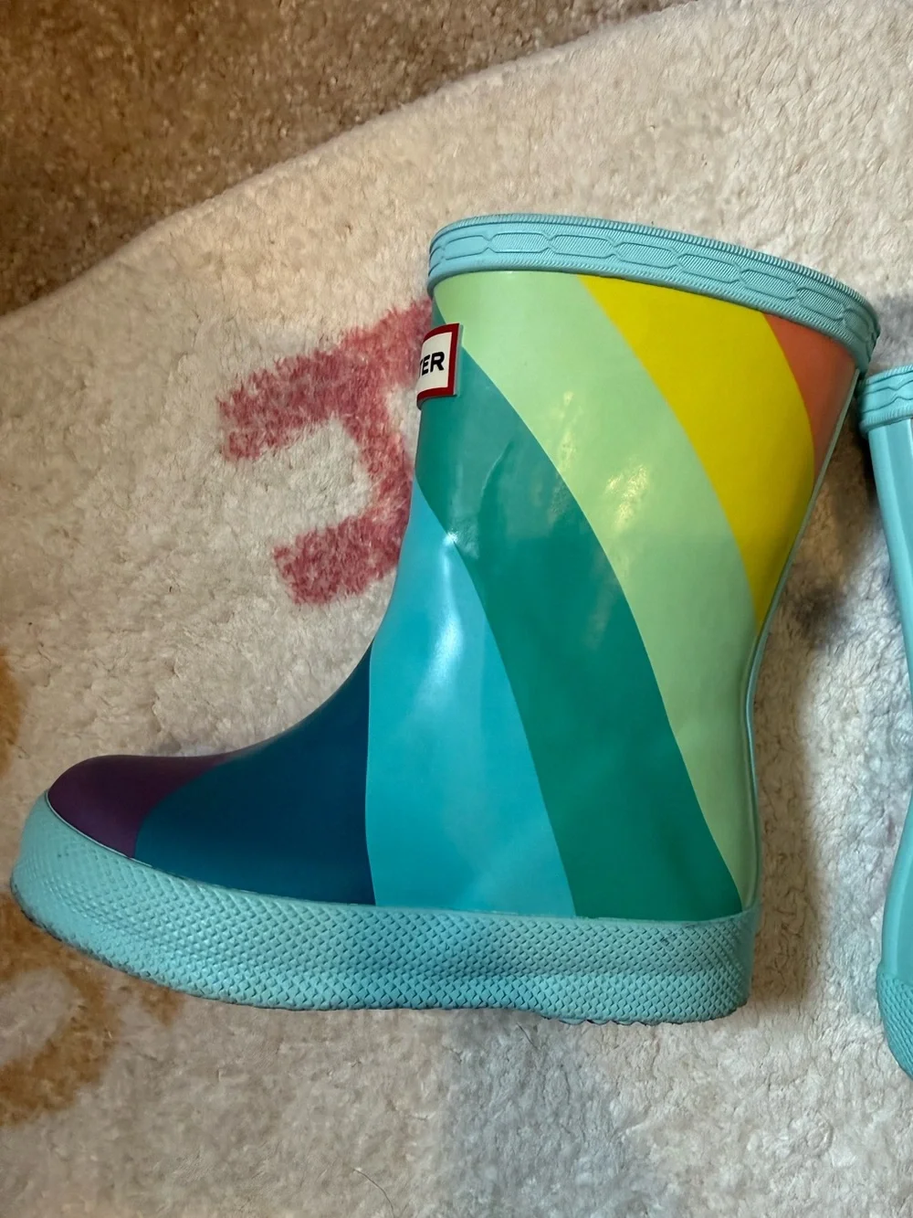 Hunter's Rainbow Striped Toddler Rain Boots